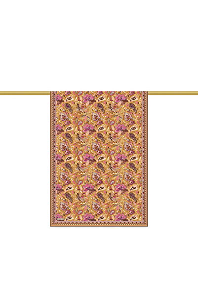 Bursa İpek Mustard Ahenk Pattern Crepe Silk Shawl