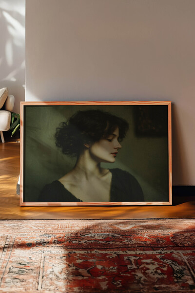 Zestia Vintage Horizontal Wall Art, Vintage Woman Portrait, Wooden Framed No:...