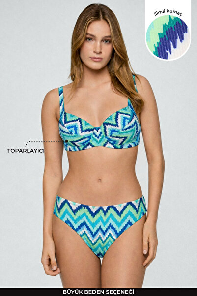 Kom Well Desenli Toparlayıcı Bikini Takım