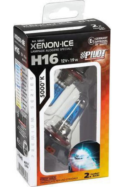 Lampa Λάμπες Αυτοκινήτου Ξένον Ice H16 Αλογόνου 5000K Ψυχρό Λευκό 12V 19W 2 τ...