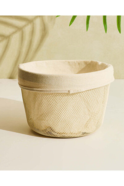 REDTAG White Metal Round Storage Basket With Fabric Lining