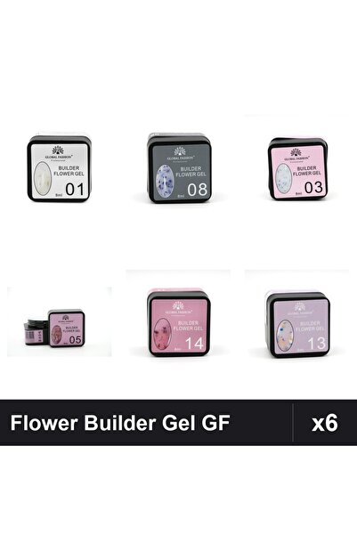 global fashion Set 6 Flower Builder Gel 8ml Nr.01,03,05,08,13,14 Constructie ...