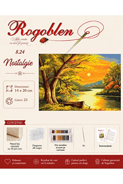 Rogoblen Kit de cusut Nostalgie - set goblen cu pânză, diagrame alb-negru și ...