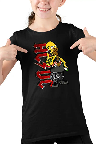 OEM T-Shirt Girls AC/DC T-Shirt The Simpsons Homer ACDC Merch
