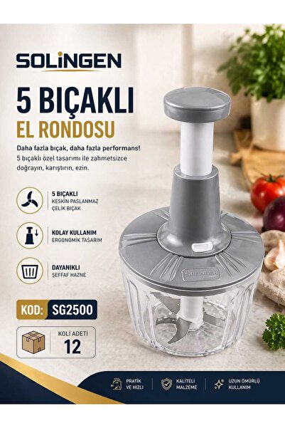 Duruper Kimya 5 Bıçaklı El Rondosu | Paslanmaz Çelik Bıçaklı Manuel Doğrayıcı...