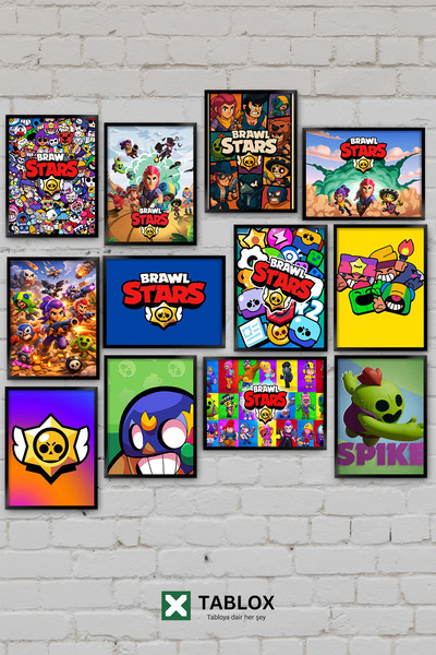 TABLOX 12 Parça Brawl Stars Oyun Karakterler Çocuk Odası Dekoratif MDF Tablo ...