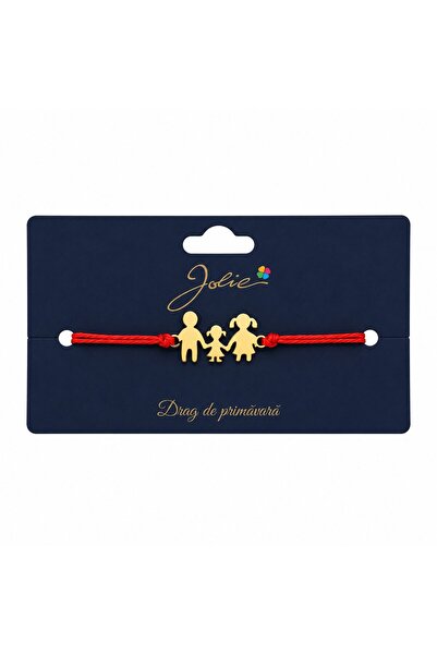Flippy Martisor Bracelet for Spring, Jolie, Red Textile and Stainless Steel C...