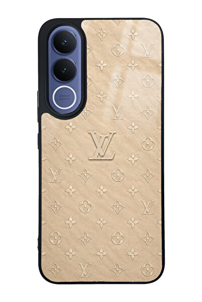 Spoyi Vivo V70 FE Bej Gold LV Tasarımlı Glossy Telefon Kılıfı