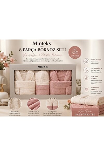 Minteks 8 Parça Aile Seti Bornoz