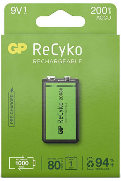 GP Batteries ReCyko Επαναφορτιζόμενη Μπαταρία 9V Ni-MH 200mAh 1 τεμάχιο
