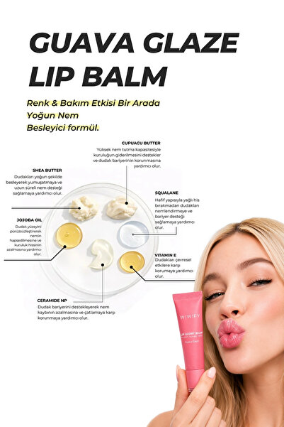 WIWIFY Lip Glow & Protect Set, Hydrating Lip Balm + Guava Glaze Balm+ Cappuccino Glaze Balm | Squalane
