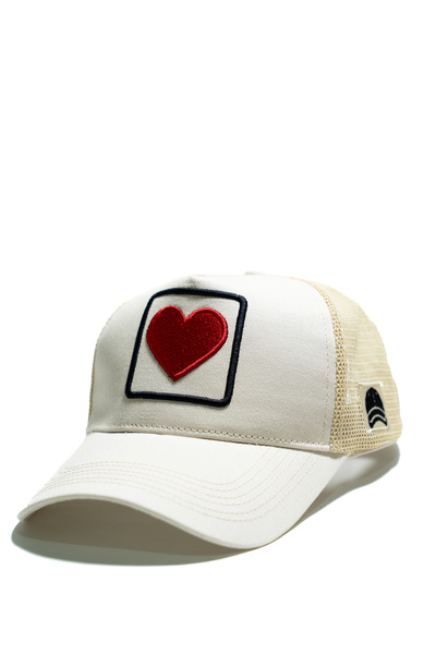 all hats Heart Embroidered Trucker Hat – Mesh Hat with Patch Detail