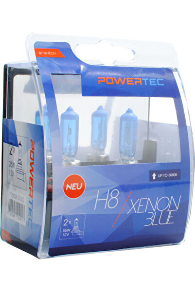 M-TECH Λάμπες Αυτοκινήτου Powertec H8 Αλογόνου 5000K Ψυχρό Λευκό 12V 35W 2 τε...