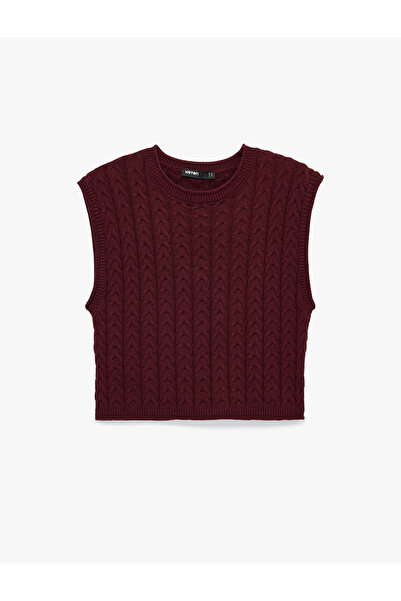 Koton Sleeveless Crew Neck Hair Knit Crop Sweater