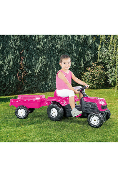 Ncbatölye Unicorn Römorklu Pedallı Traktör Pembe | Kornalı, Çıkarılabilir Röm...