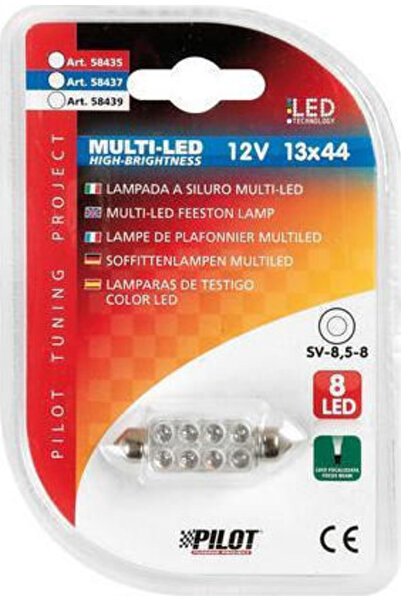 Lampa Λάμπα Αυτοκινήτου Τύπου Festoon Μπλε SV8.5-8 LED Κόκκινο 12V 1 τεμάχιο