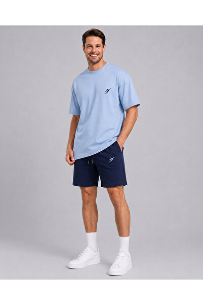 BACKLAİN Mod Style Logo Men's Oversize 2-Piece Set Shorts 100% Cotton Comfort...