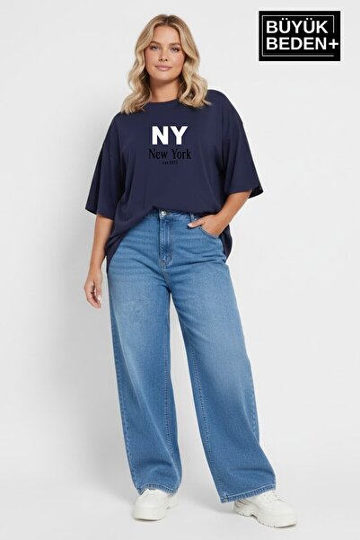 Superlife تي شيرت نسائي كبير الحجم مطبوع عليه NY New York مقاس 3xl-6xl برقبة ...