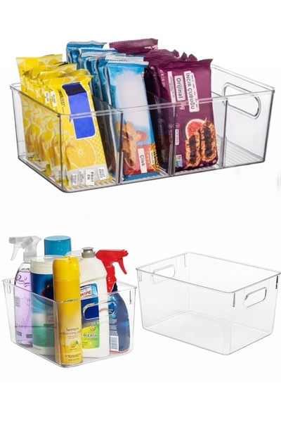 Yenigeldi 2-Piece Acrylic Organizer Set, with and Without Compartments, Compa...
