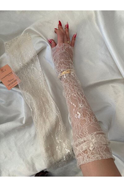 Nurcanilirboutique Zarif Fransız dantel eldiven kolluk