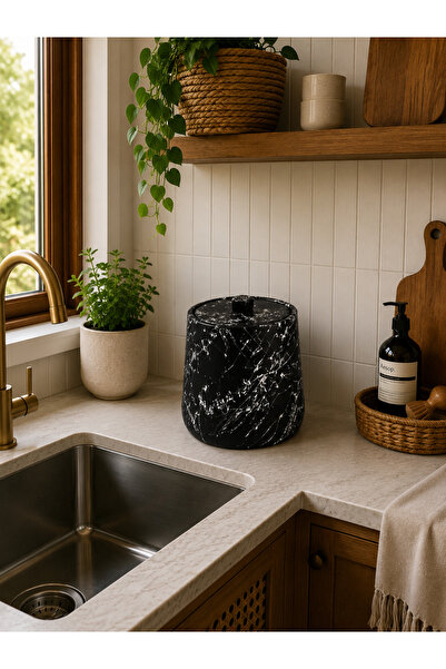 Zigzag Home Decorative Bohemian Style Concrete Trash Can for Kitchen Countert...