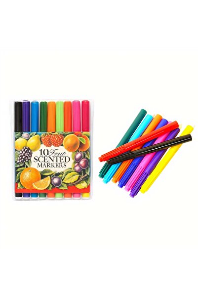 CASA JOY Markere parfumate 10 culori cu arome de fructe, set de 12 bucăți, gr...