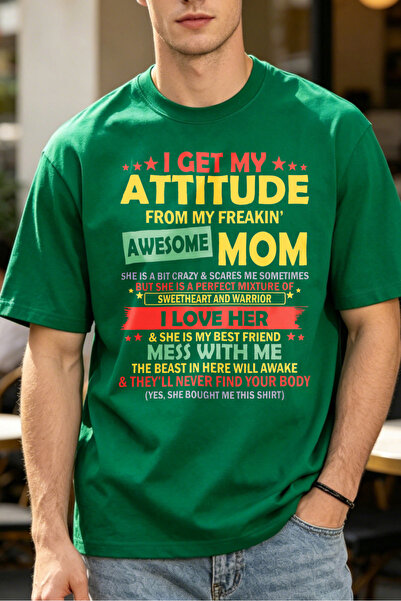 Fleck تي شيرتات رجالية بتصميم كاجوال مع طباعة 'I Get My Attitude From My Frea...