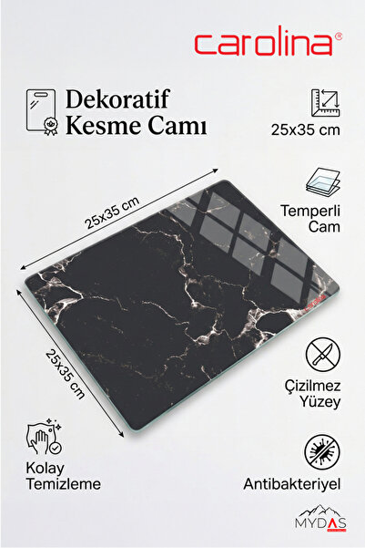 CAROLİNA 443 Dekoratif Kesme Camı 25x35 cm – 4 mm Temperli Cam | Çizilmeye Da...