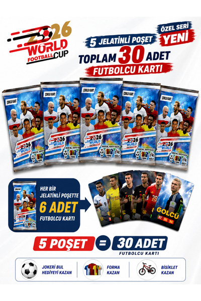 Emrah Gültekin World Football Cup Football Player Card 5 Gelatin Bags 30 Piec...
