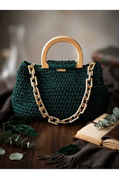 MEEMSEEN INDEPENDENT Emerald green crochet bag