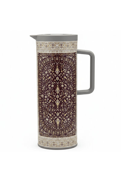 Hobby Lobby Brown and Grey Vacuum Flask with Traditional Floral Pattern | 1 L...