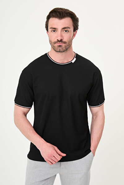 Mcr Textured Slim Fit Crew Neck Short Sleeve Men's T-Shirt Black - 36886.26Y