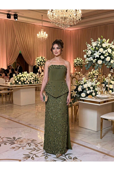 tasmim kian Olive Green Evening Dress