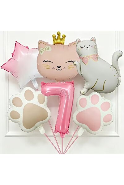 ÇITIPITISTORE Cat-Themed Paw Foil Balloon Birthday Party Set