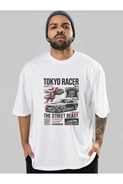 Panda Baskı Tekstil Tokyo Racer Printed Special Design Oversize Tshirt