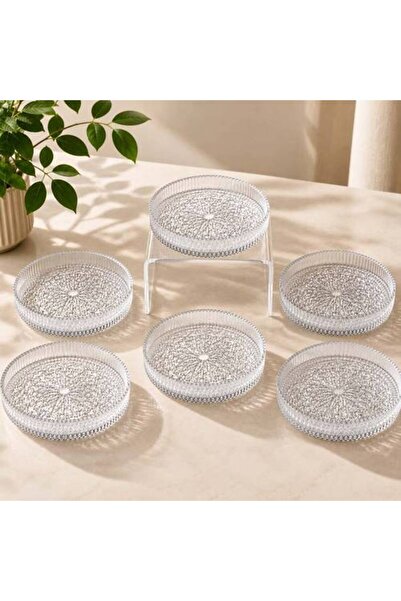 Ginza Luxury Glass Dessert Plates Set - 6 Pieces