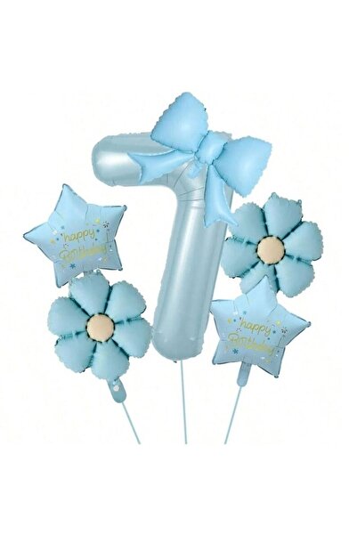 ÇITIPITISTORE Blue Daisy Number Bow Star Birthday Party Age Set