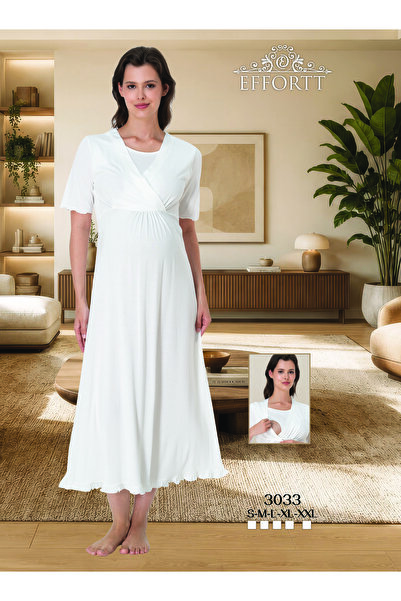 EM&FA TEKSTİL Pregnant Women's Breastfeeding Detailed Nightgown