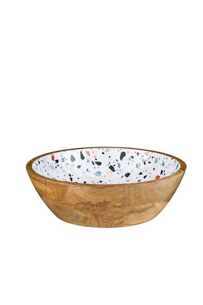 Paşabahçe Terrazzo Wooden Decorative Bowl M, Presentation, Stylish Design
