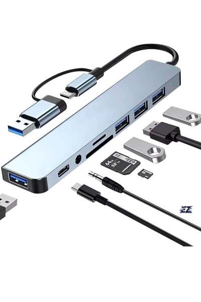 ELTRAZONE 8-in-1 USB C Hub Type C Multiport Adapter with 4K HDMI, PD, Etherne...