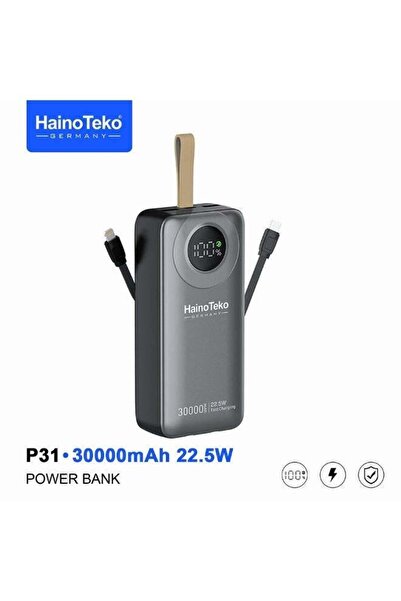 HAINOTEKO بنك طاقة P31 بسعة 30000 مللي أمبير في الساعة مع شحن سريع 22.5 واط و...