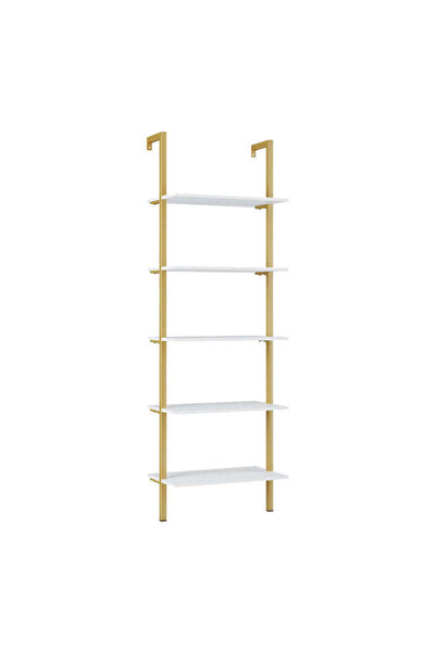 Adore Raft de perete Harris, cu schelet metalic auriu, alb, 60x22x200 cm - Auriu