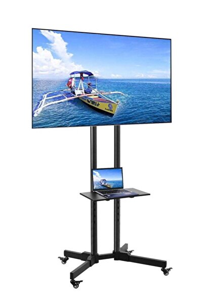 ELTRAZONE Mobile Rolling TV Cart, Lockable Wheels, 32-65inch LED, Height Adju...