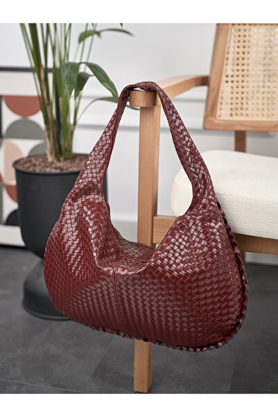 Rivina Mi̇lan Knitted Patterned Faux Leather, Zippered, Single Compartment, L...