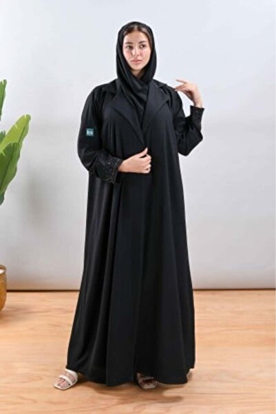Lavin Crepe Abaya with Black Hand Embroidery on Sleeves