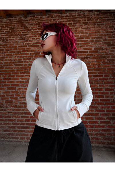 Weekeep Finger-Looped Trendy Zippered Cardigan