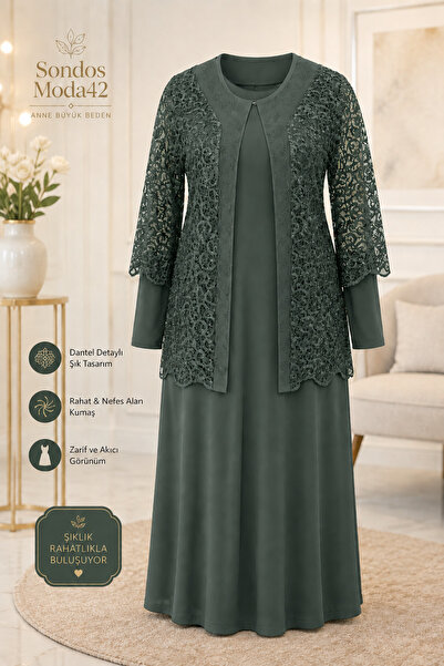 Sondos Moda42 Hesna Mother Quality Large Size Lace and Guipure Detailed, Styl...