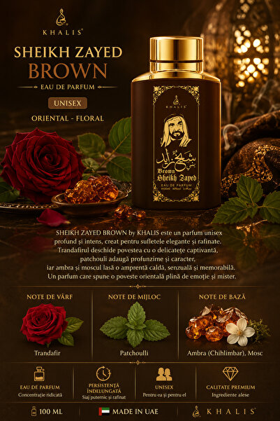 KHALIS Parfum Arabesc Unisex Sheikh Zayed Brown by 100 ml – Oriental Floral P...