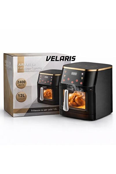 Velaris Friteuză cu aer cald 12L 2400W, Fereastră transparentă, Panou digital...