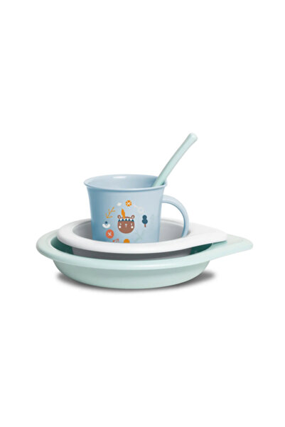Suavinex Set de masă pentru bebeluși +6 luni – albastru | Forest